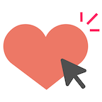 Icon of a mouse clicking on a coral heart