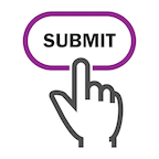 Icon of a finger touching a submit button